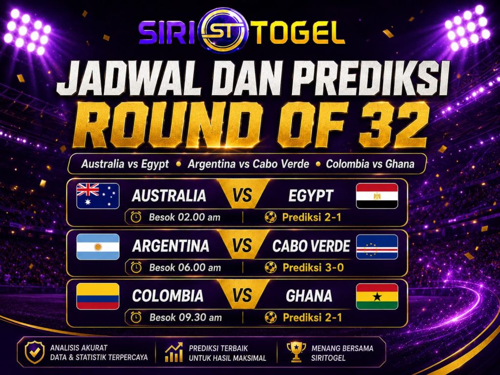 Prediksi Bola Round of 32: Australia vs Egypt, Argentina vs Cabo Verde, dan Colombia vs Ghana